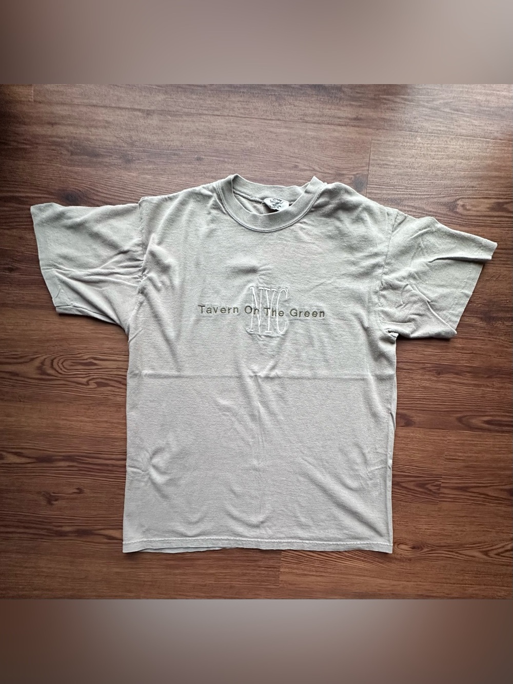 Vintage Tavern on the Green Olive/Khaki Short Sleeve Tee with Green lettering